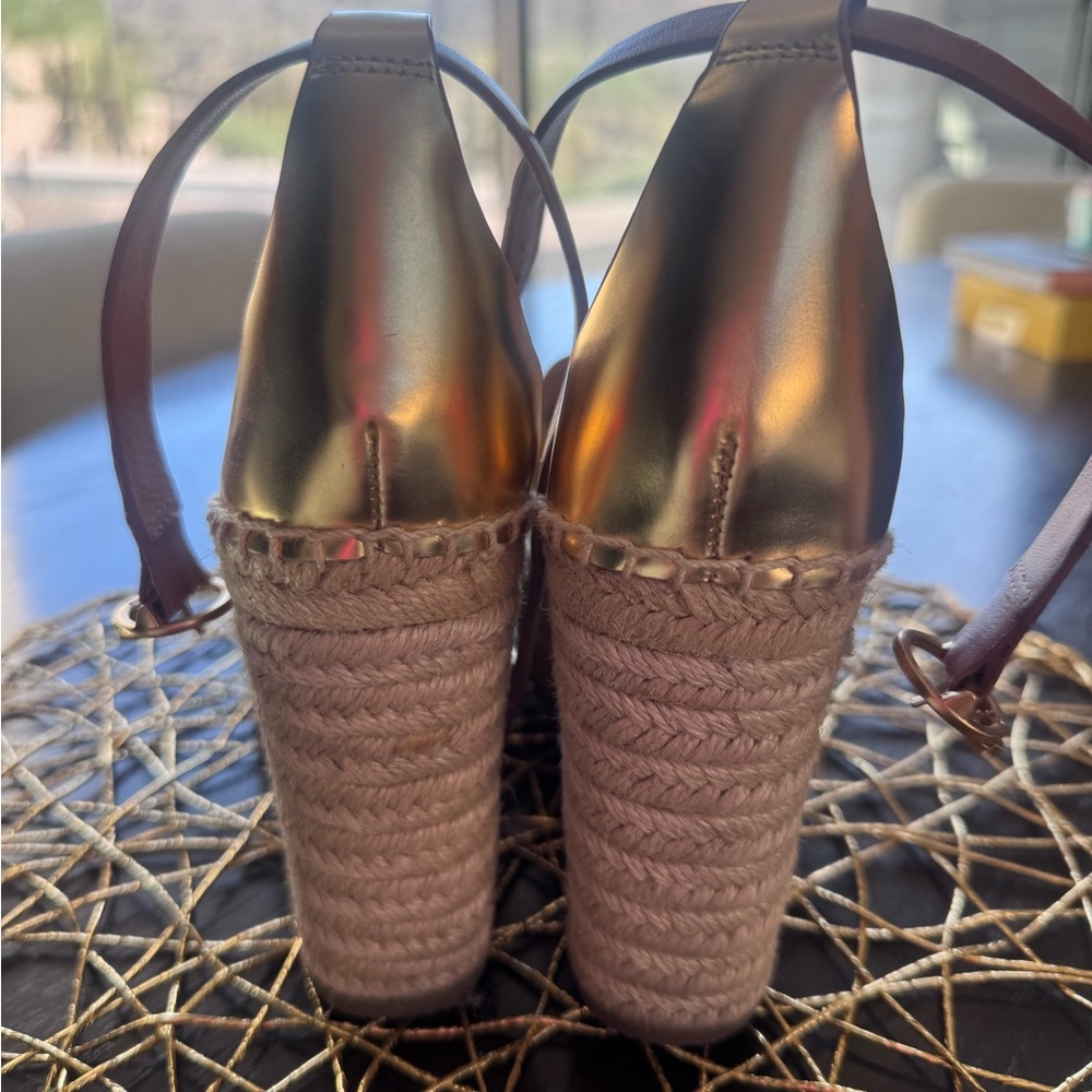Gold Wedge Sandals - Picture 4 of 9